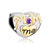 Purple Amethyst Swarovski Crystal Golden Love Mom Heart For Mother Fit All Brands Two Tone Plated Beads Charms Bracelets