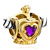 Golden Crown With February Birthstone Purple Crystal Heart Beads Charms Bracelets