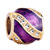 22K Stripes Amethyst Purple Enamel Clear White Crystal Gold Plated Beads Charms Bracelets