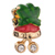22K Xmas Green Ribbon Red Bell Clear White Crystal Gold Plated Beads Charms Bracelets