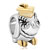 22K Graduation Owl Animal Two Tone Plated Beads Charms Bracelets