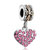 22K Rose Pink Crystal Diamond Accent Heart Love Dangle Two Tone Plated Beads Charms Bracelets