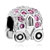 Cute Pumpkin Car With Pink October Birthstone Crystal All Brands Silver Plated Beads Charms Bracelets