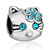 Aquamarine Blue Crystal Diamond Accent Cute Cat Animal Silver Plated Beads Charms Bracelets