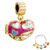 Purple Heart Shape With White Cup And Green Flower Love Gold Plated Beads Charms Bracelets