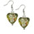 Silver Tone Lime Green Heart Murano Glass