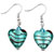 Turquoise Green Heart Dangle Murano Glass Earrings