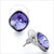 Feb Birthstone Amethyst Purple Crystal Diamond Accent Square Stud Earrings