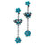 Aqua Green Flower Butterfly Earrings