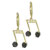 Gold Tone Faux Onyx Musical Note Earrings