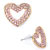 Light Peach Swarovski Crystal Heart With Hollow Heart Golden Plated Stud Earrings