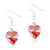 White And Red Spiral Line Heart Earrings