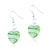 White And Green Spiral Line Heart Earrings