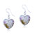 Pale Blue And White Zigzag Line Heart Earrings