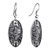 Oval Engraved Flower Pattern Dangle Earrings