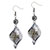Silver Foile Gray Twist Leaf Earrings