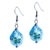 Silver Foil Blue Twist Leaf Earrings