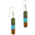 Dangle Turquoise Green And Orange Cylinder Earrings