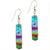 Blue Rainbow Silver Foil Cylinder Murano Glass Earrings