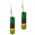 Dangle Green Red And Yellow Murano Glass Earrings