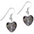 Grey Heart Murano Glass Silver Earrings