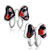 Silver Tone Butterfly With White Flower Millefiori Murano Glass Stud Earrings