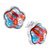 Pale Blue And White Flower Millefiori Murano Glass Stud Earrings