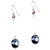 Silver Line Black Ball Murano Earrings