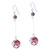 Silver Intricate Line Red Ball Earrings