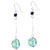 Golden Rectangular Inlay Pale Green Ball Earrings