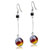 Silver Red And Amber Ball Earrings