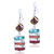 Pale Blue Silver And Pink Stripes Rectangular Earrings