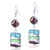 Silver Pale Green And Light Green Stripes Rectangular Earrings