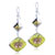 Silver Foil Yellow Green And Pink Dichroic Glass Earrings