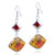 Silver Foil Amber And Red Dichroic Glass Earrings