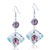 Silver Foil Red And Black Circle Dichroic Glass Earrings