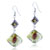 Silver Foil Red Speckle Dichroic Glass Earrings