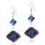 Silver Foil Bean Red And Blue Dichroic Glass Earrings