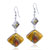 Gold Foil Red And Gray Circle Dichroic Glass Earrings