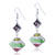 Silver And Green Stripes Earrings
