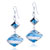 Silver And Pale Blue Stripes Dichroic Glass Earrings