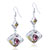 Silver Foil Yellow And Red Speckles Dichroic Glass Earrings