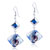 Silver Foil Blue And Red Speckles Dichroic Glass Earrings