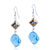 Silver Foil Pale Blue Flower Dichroic Glass Earrings