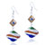 Silver Blue And Orange Stripes Earrings