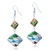 Green Silver And Pale Blue Stripes Earrings