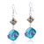 Silver Foil Pink Flower Green Dichroic Glass Earrings