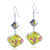 Gold Foil Pink Flower Dichroic Glass Earrings