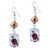 Silver Foil Green And Red Spots Dichroic Glass Earrings