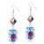 Silver Foil Red And Blue Speckles Dichroic Glass Earrings